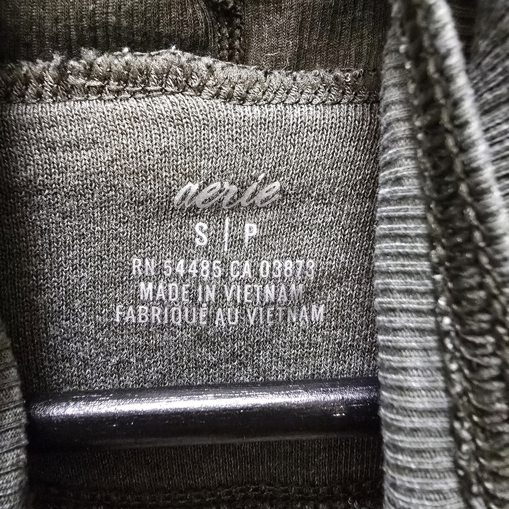 Aerie Women's Olive Green Cowlneck Turtleneck Sweatshirt Oversized Small Raw Hem - Picture 3 of 9